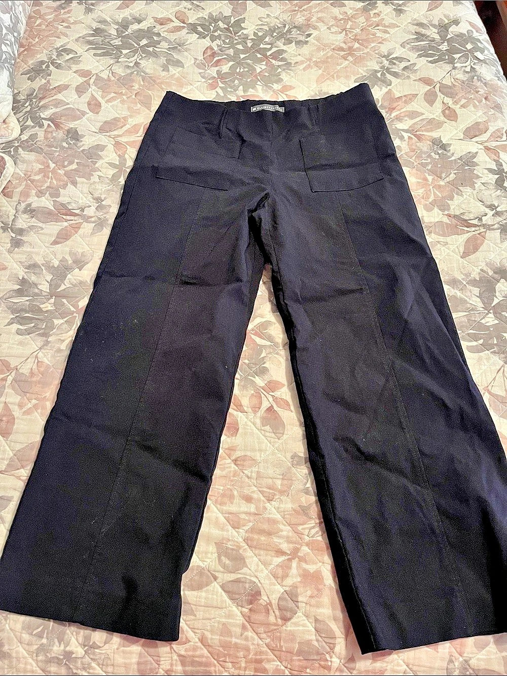 Elliott Lauren Navy Straight Leg Cropped Pants Size 8 Like New